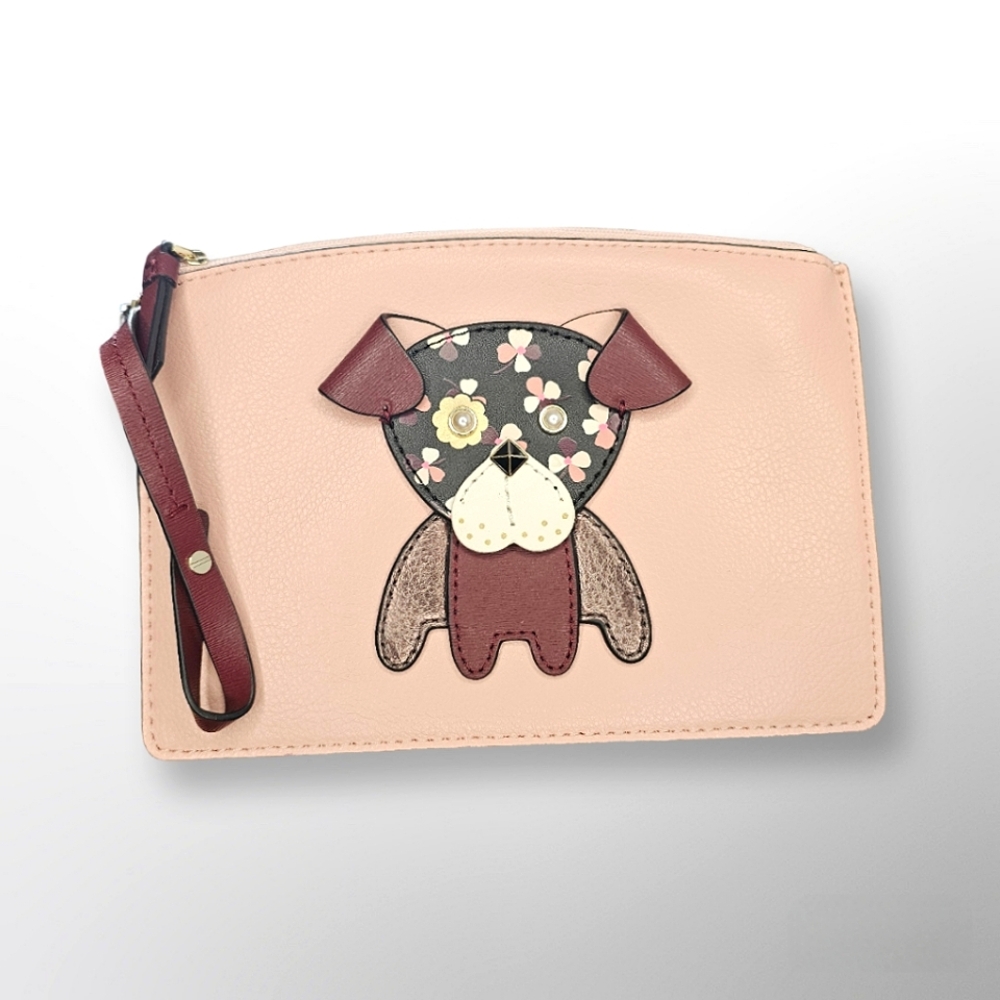 ♠️ Kate Spade Medium Zip Across Floral Puppy Dog Pouch 💐🐶
